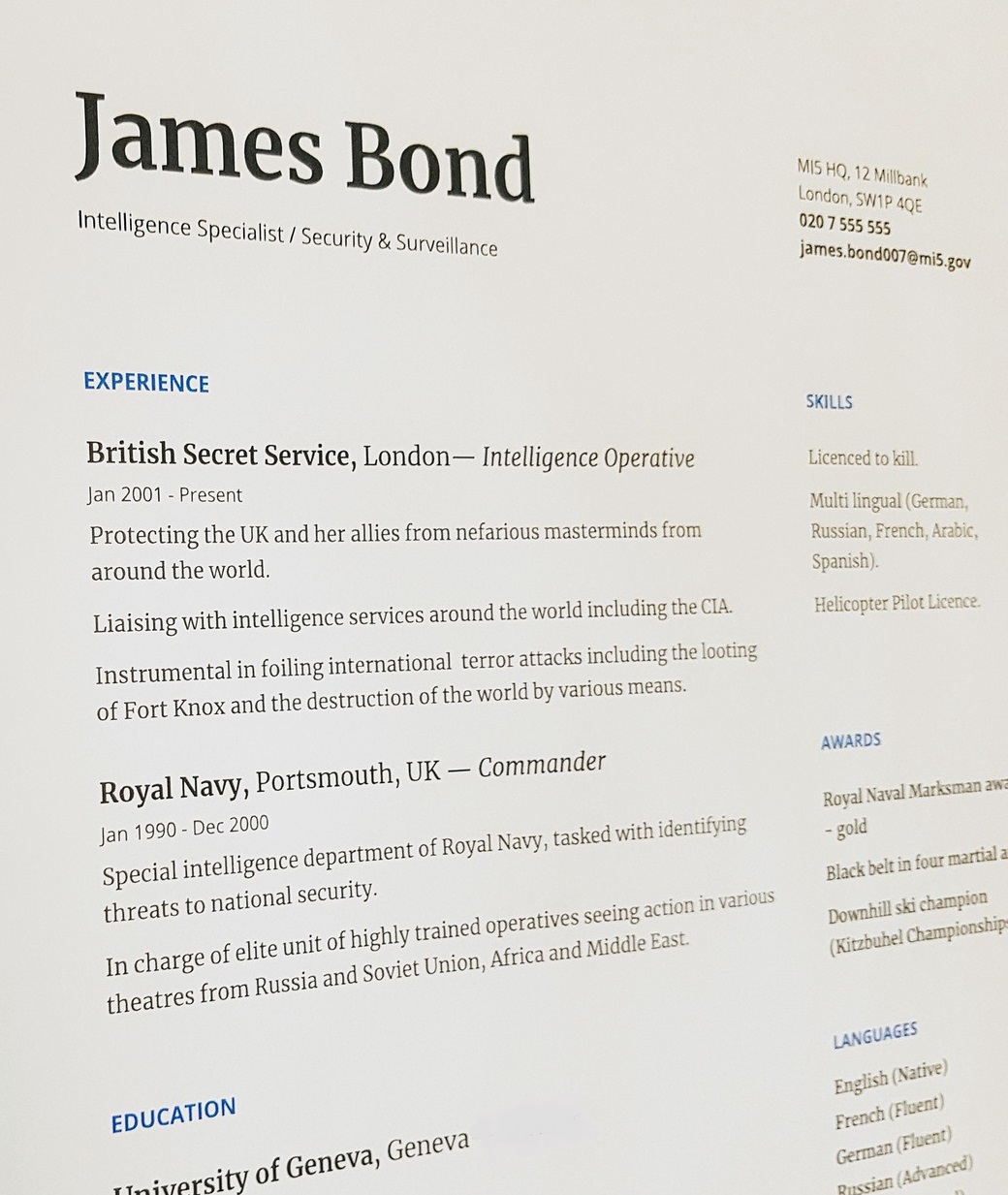 How Long Should A Resume Be Resume James Bond 007 how long should a resume be|wikiresume.com