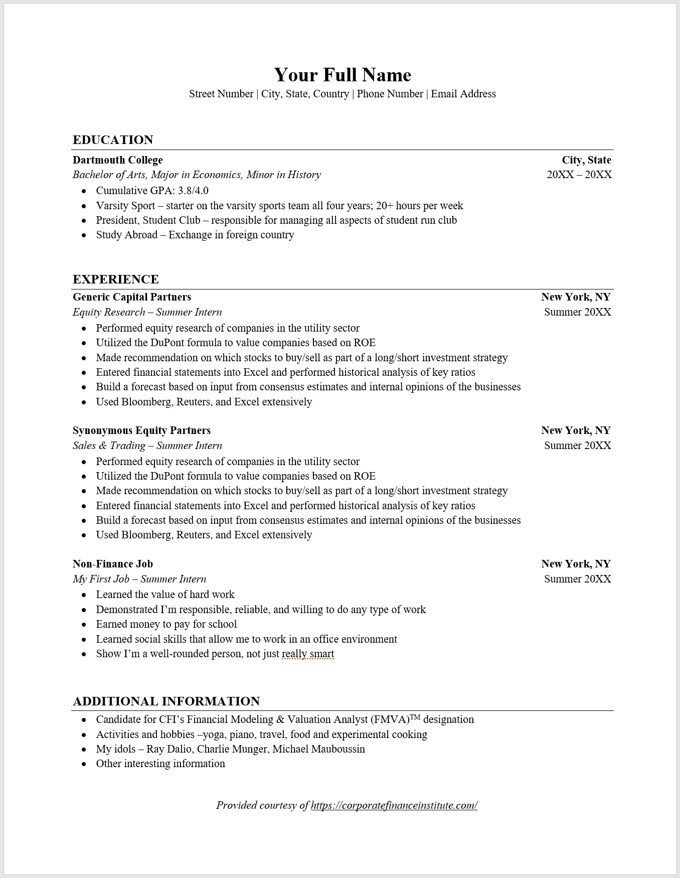 How To Do A Resume Investment Banking Resume Template Example how to do a resume|wikiresume.com
