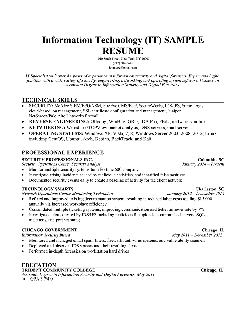 How To Fill Out A Resume It Resume Sample Skills how to fill out a resume|wikiresume.com