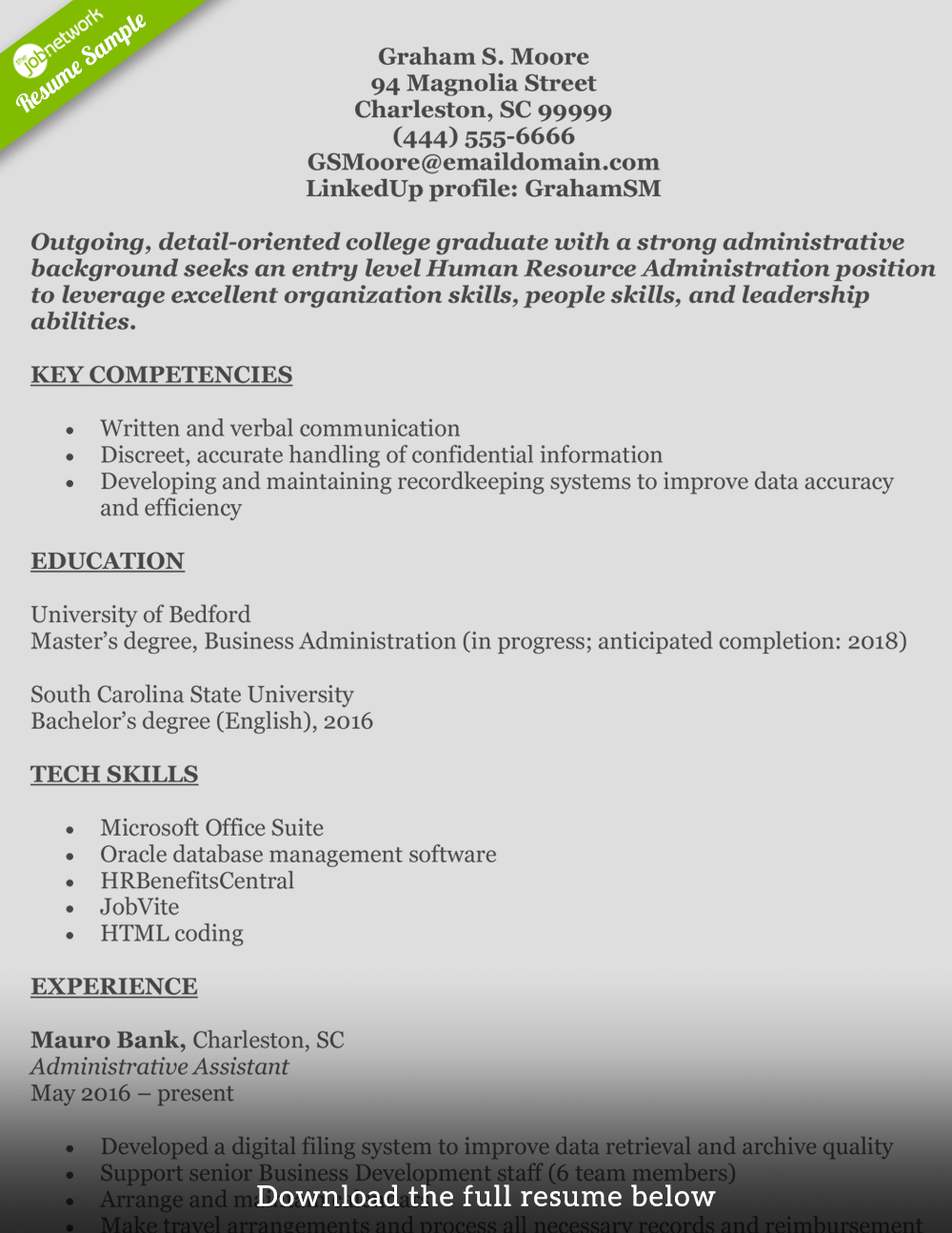 How To Write A Resume For A Job Human Resources Resume Graham how to write a resume for a job|wikiresume.com