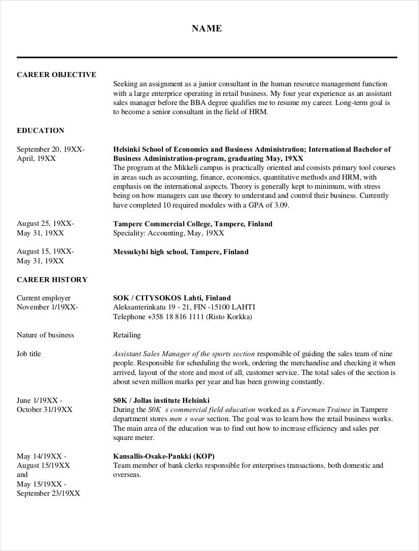 Human Resources Resume 9 Hr Resume Examples Pdf Examples