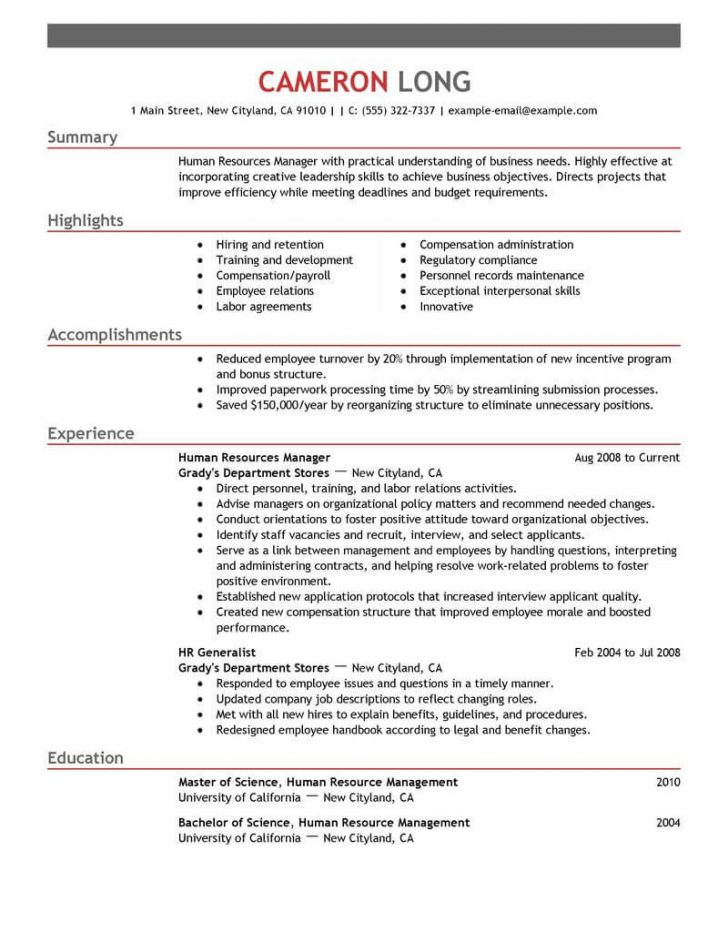 Here Some Writing Tips and Examples of Human Resources Resume ...