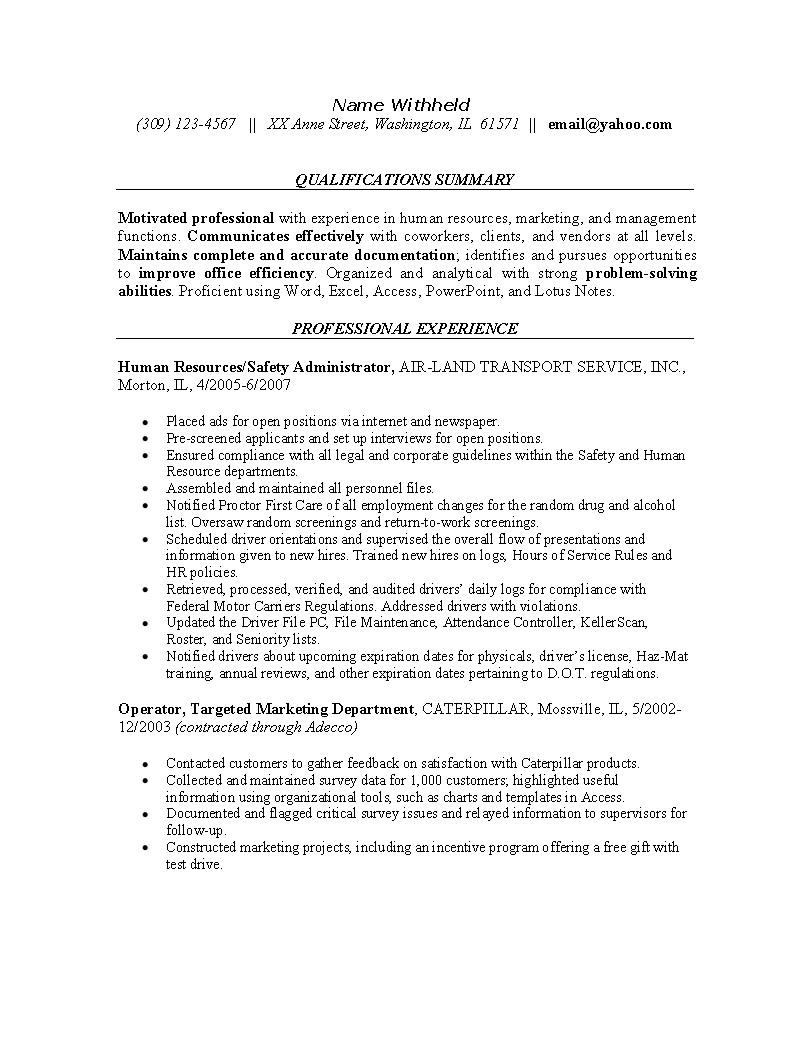 Human Resources Resume Human Resources Resume Example Sample Resumes For The Hr Industry