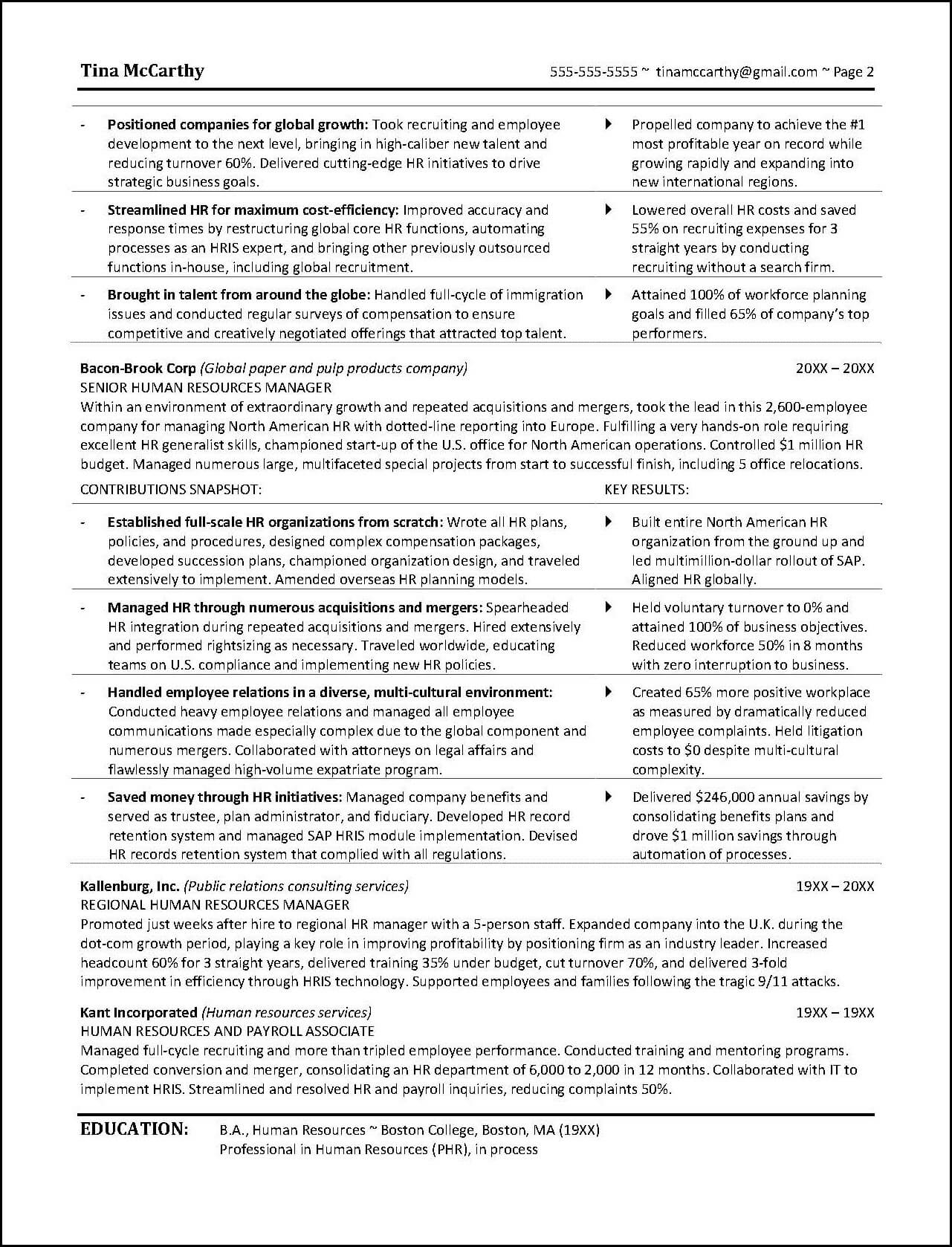 Human Resources Resume Powerful Human Resources Resume Example