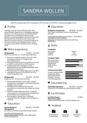 Human Resources Resume Resume Examples Real People Human Resources Resume Template