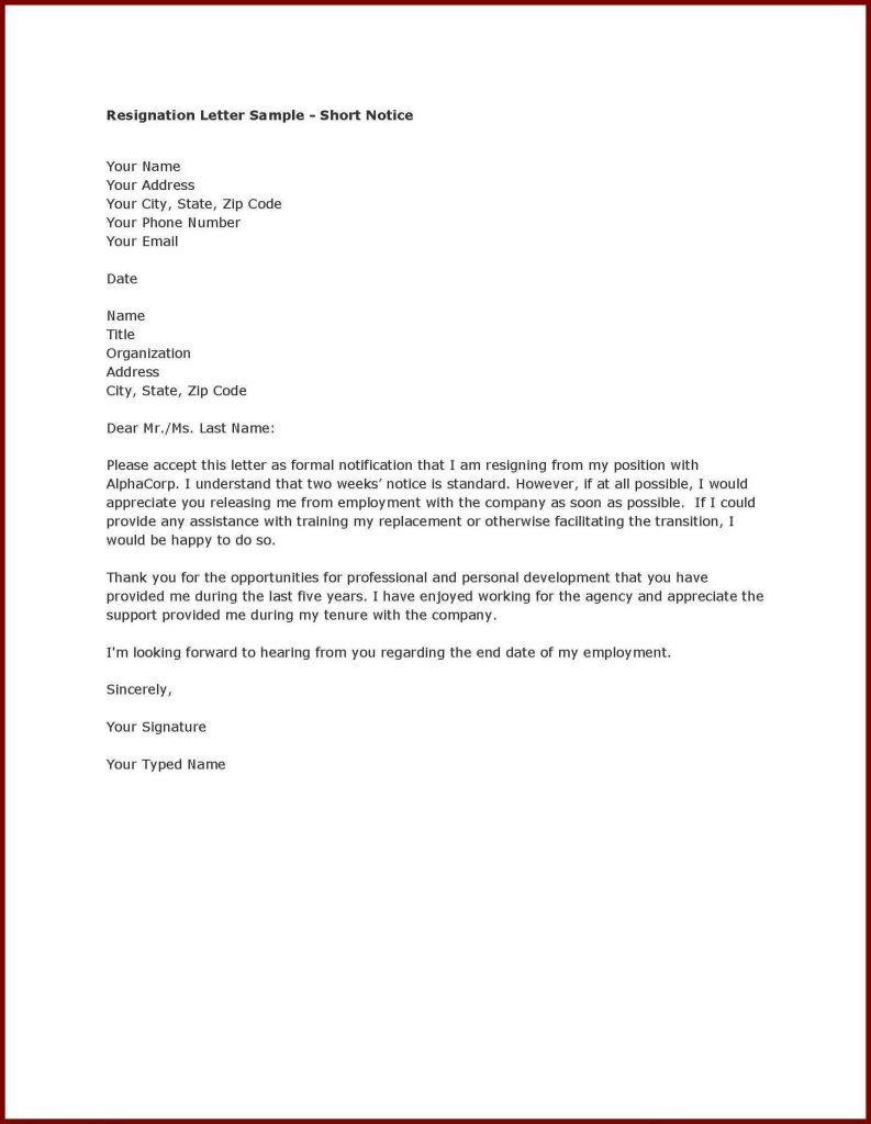 Letter Of Resignation Template  Letter Of Resignation Nursing Best Of Letter Resignation Nurse