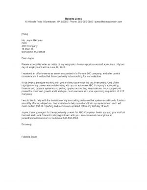 Letter Of Resignation Template  Resignation Letter Monster