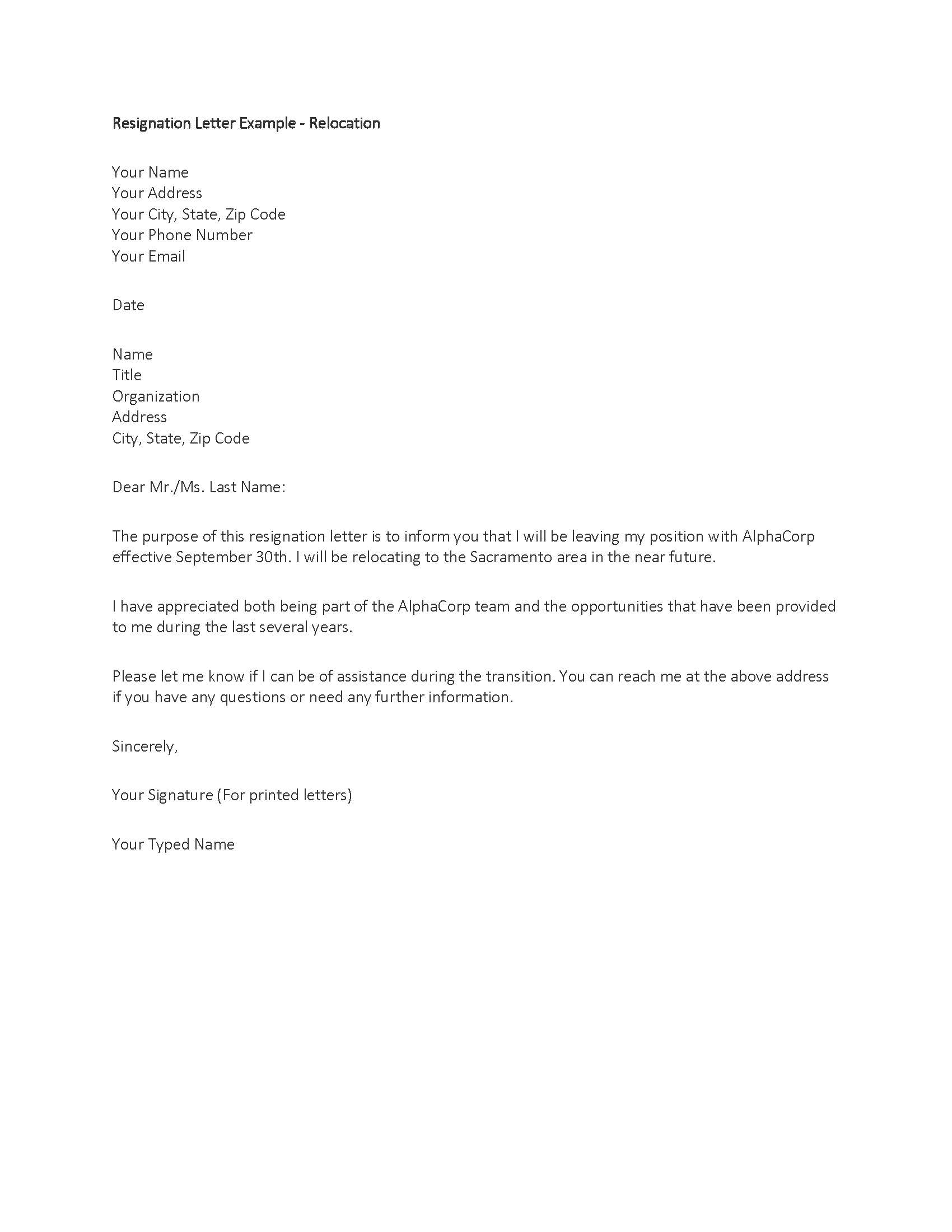 Letter Of Resignation Template  Top 10 Collection Letter Of Resignation Template