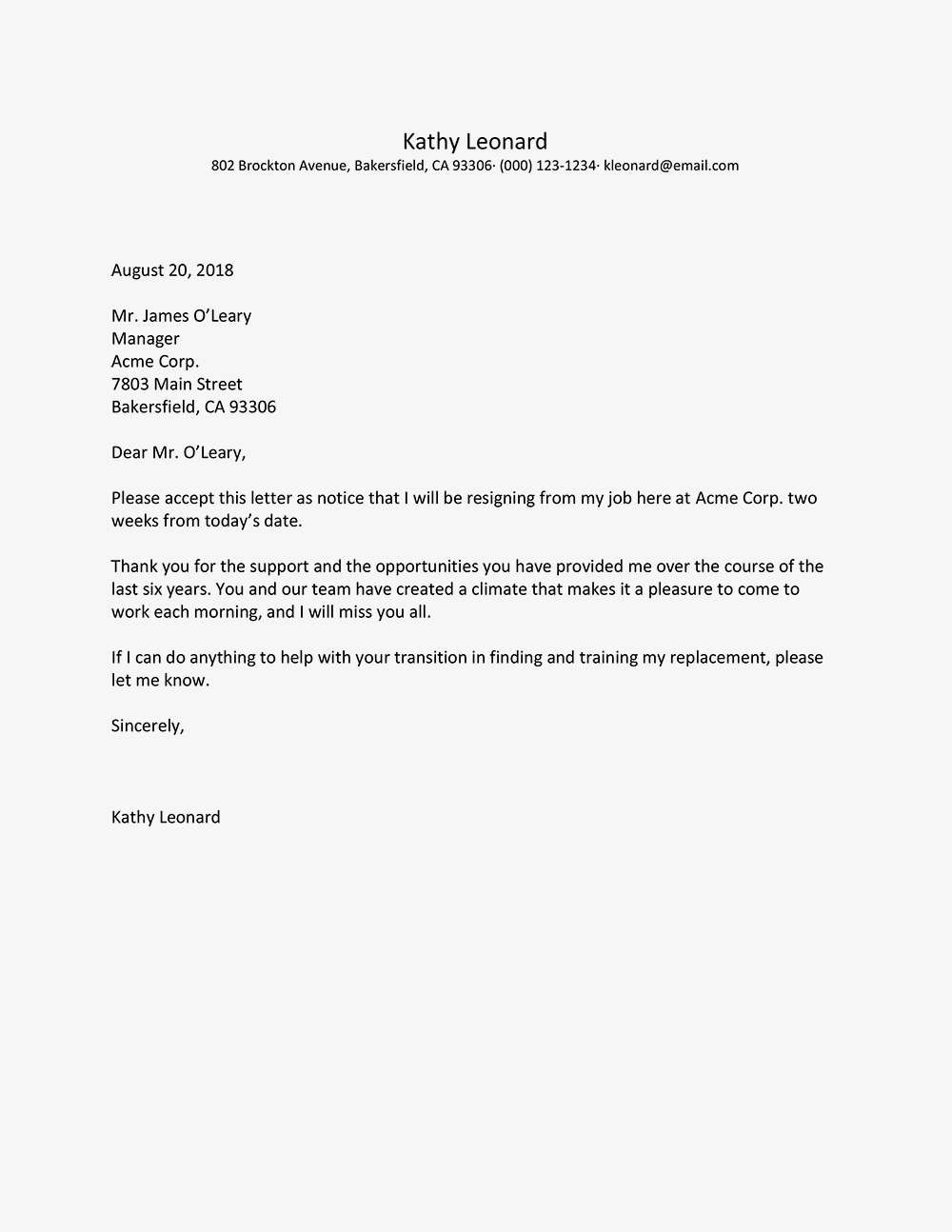 Letter Of Resignation Template  Writing A Letter Of Resignation Samples Cablomongroundsapexco