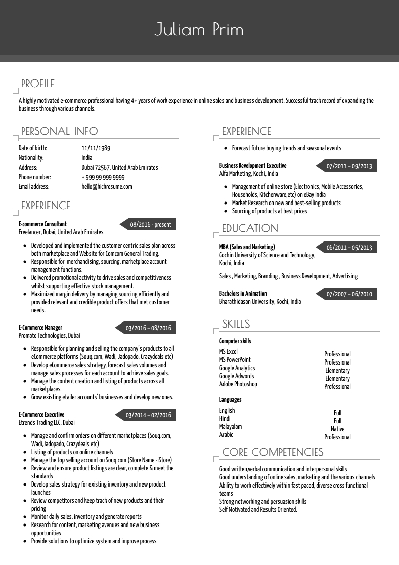 Marketing Resume Examples  10 Real Marketing Resume Examples That Got People Hired At Nike