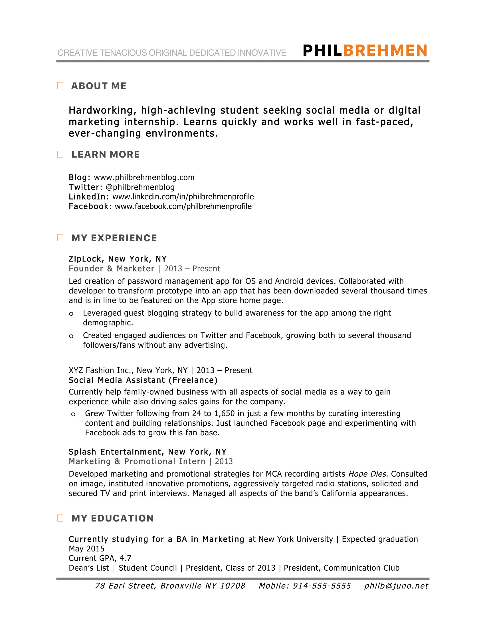 Marketing Resume Examples  About Me Resume Examples 10 Marketing Samples Hiring Managers Will
