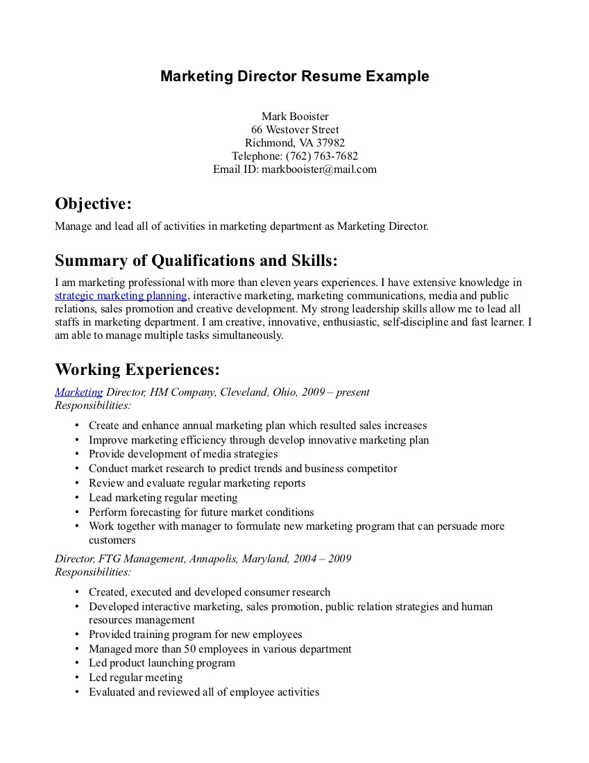Marketing Resume Examples  Resume Examples Marketing Objective Of Within Objectives Floating