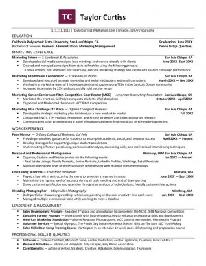 Marketing Resume Examples  Resume Examples Templates Orfalea Student Services