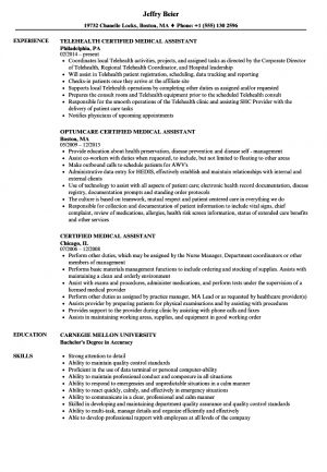 Medical Assistant Resume Certified Medical Assistant Resume Samples Velvet Jobs