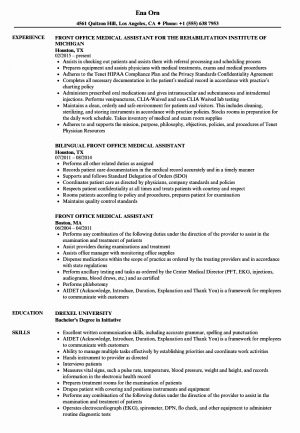 Medical Assistant Resume Front Fice Medical Assistant Resume Samples Latter Example Template