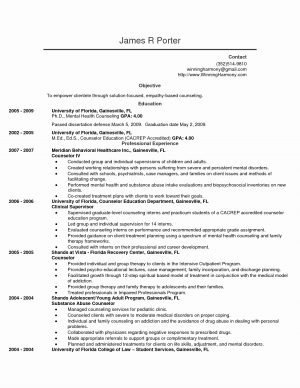 Objective Resume Ideas Mental Health Resume Example Unique Mental Health Counselor Resume