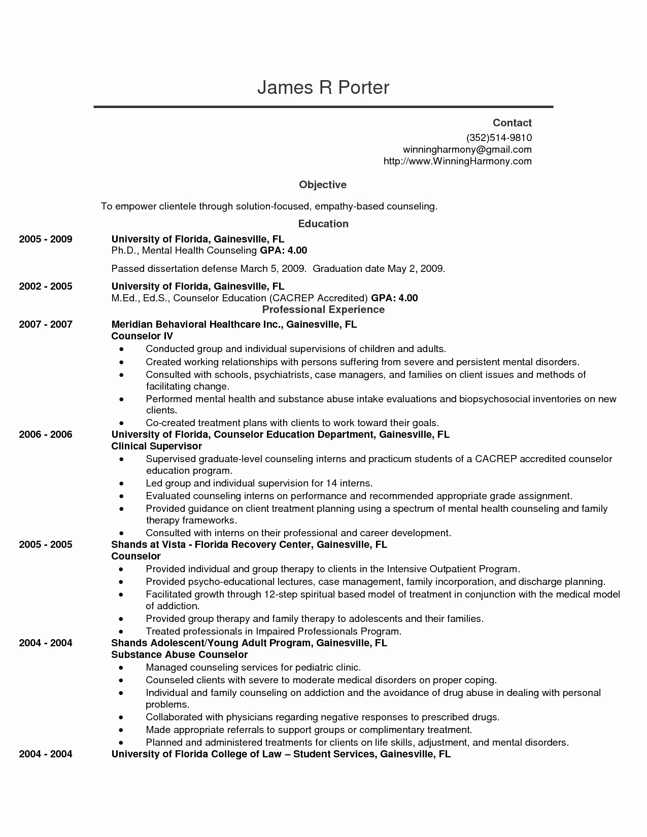 Objective Resume Ideas Mental Health Resume Example Unique Mental Health Counselor Resume