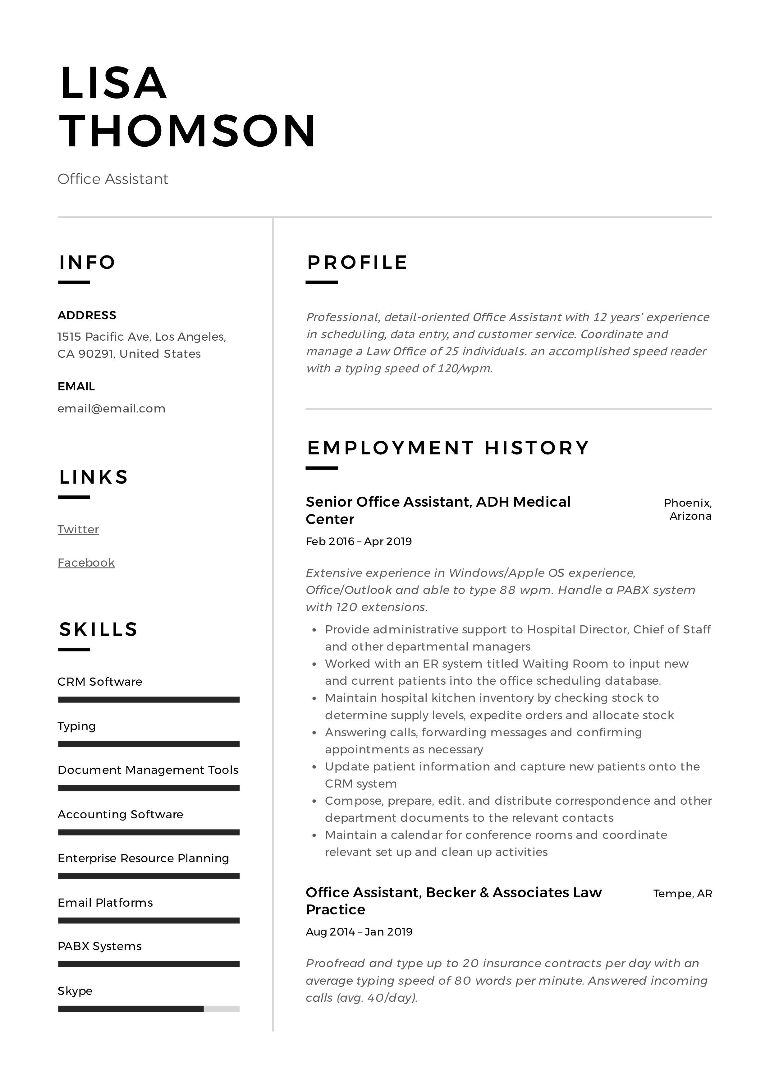 Office Assistant Resume Lisa Thomson Resume Office Assistant 11 office assistant resume|wikiresume.com