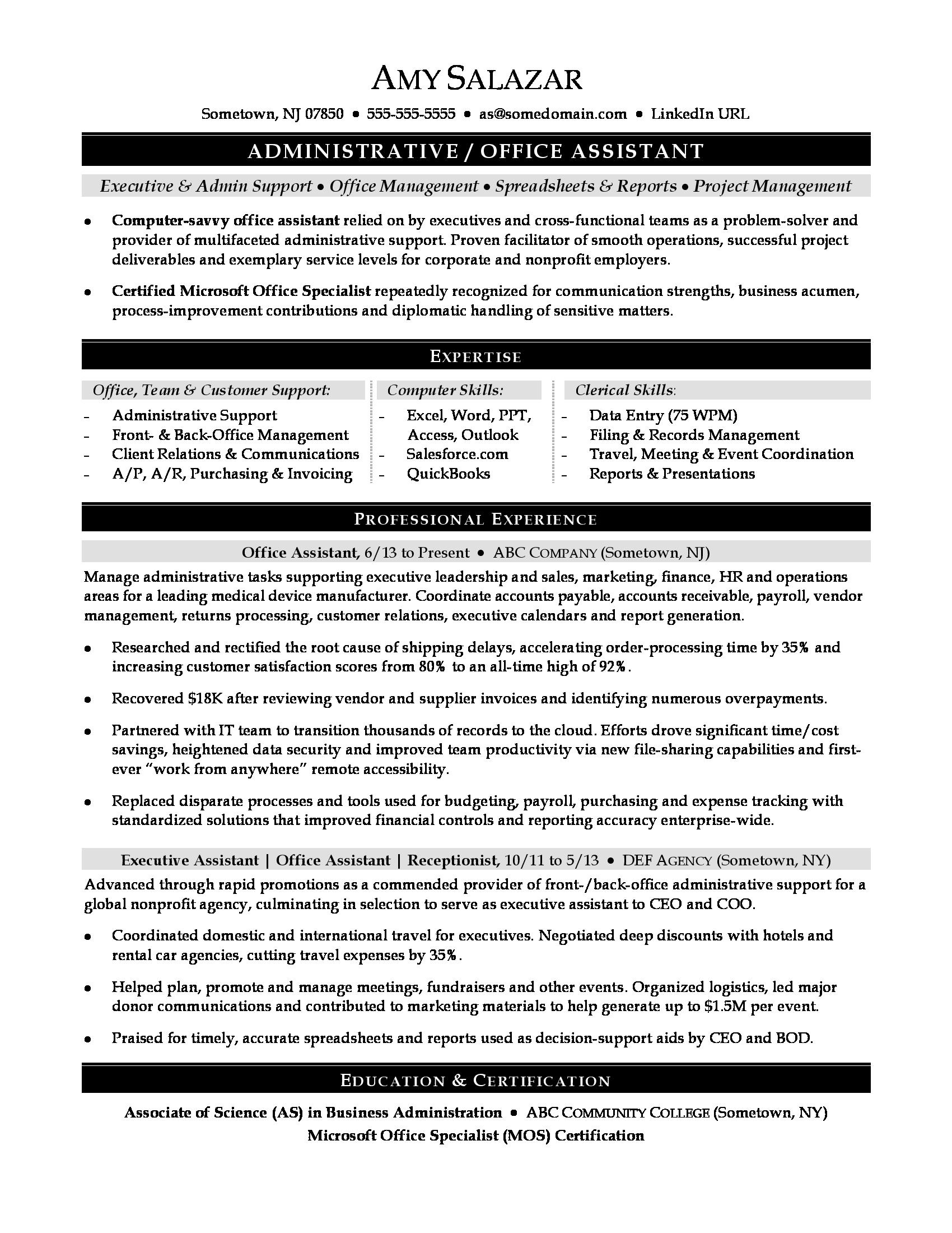 Office Assistant Resume Office Assistant office assistant resume|wikiresume.com