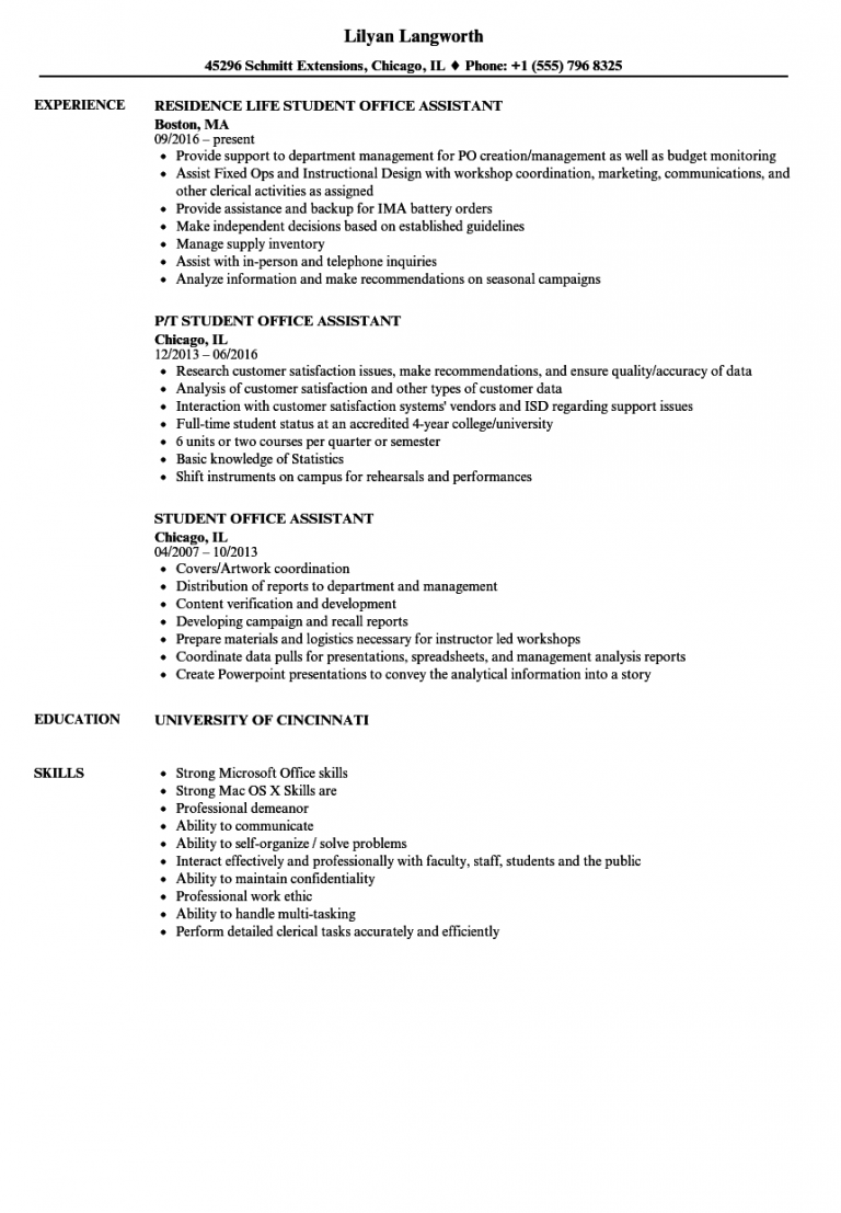 Office Assistant Resume - wikiresume.com