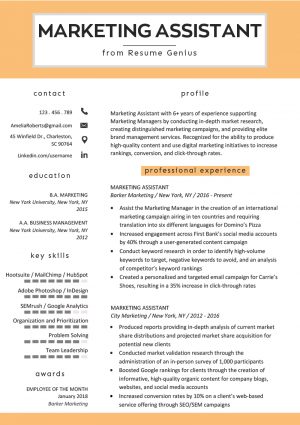 Perfect Resume Example  Marketing Assistant Resume Example Tips Resume Genius Perfect Resume