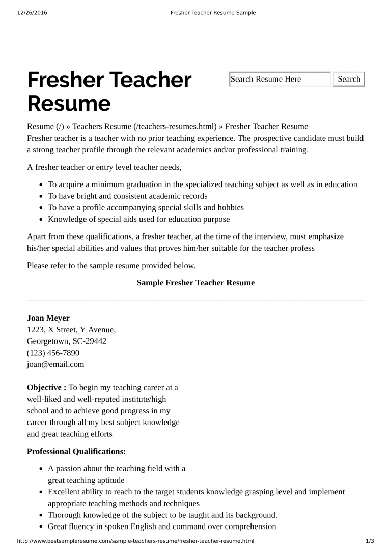 Preschool Teacher Resume - wikiresume.com