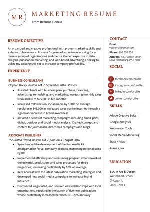 Professional Profile Resume Example  Marketing Resume Sample Writing Tips Resume Genius