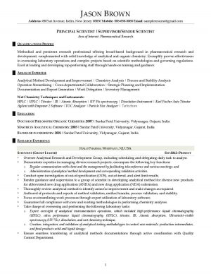 Professional Profile Resume Example  Science And Research Resume Examples