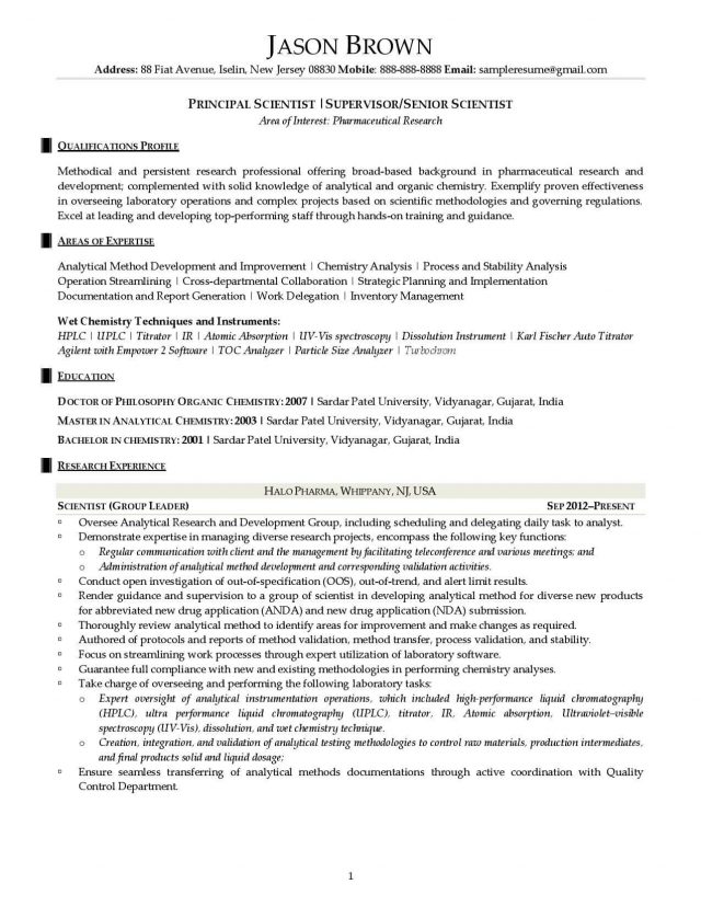 Professional Profile Resume Example Science And Research Resume 