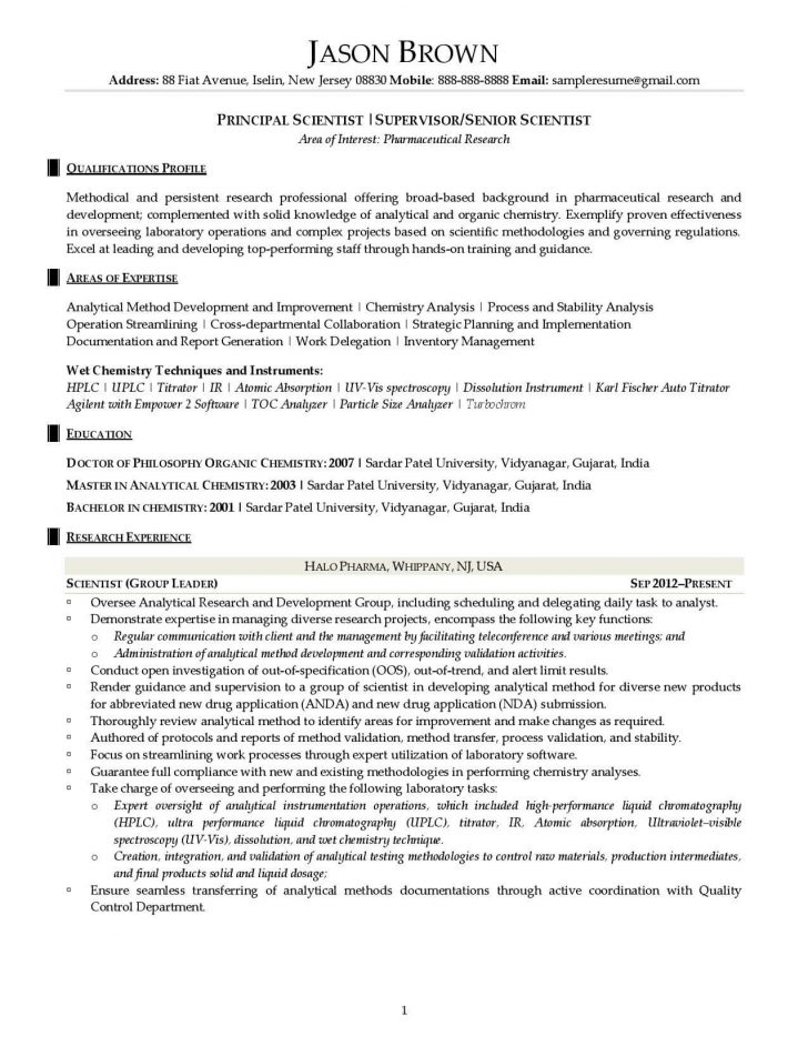 Professional Profile Resume Example Science And Research Resume ...