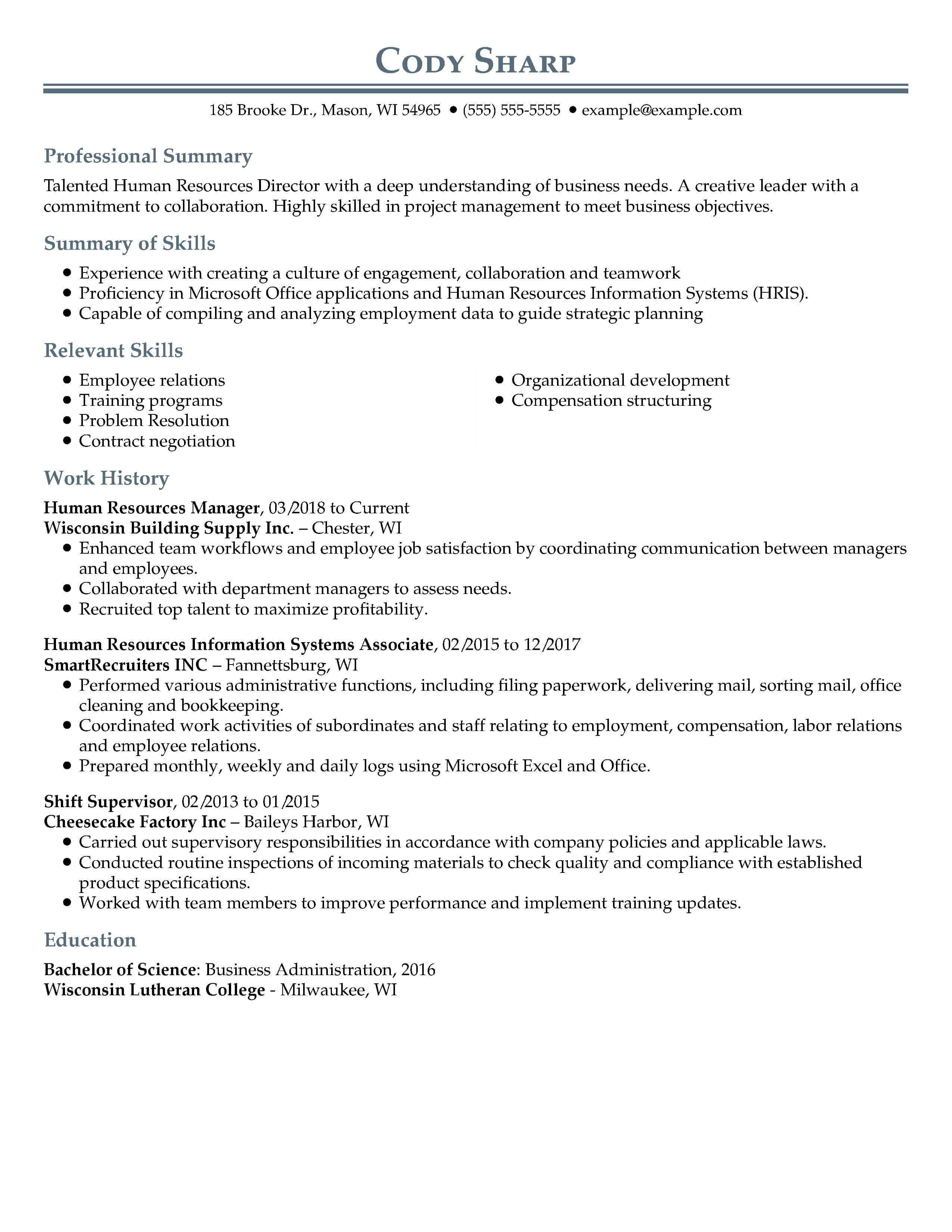 Professional Resume Examples Hr Combo Hrmanager professional resume examples|wikiresume.com