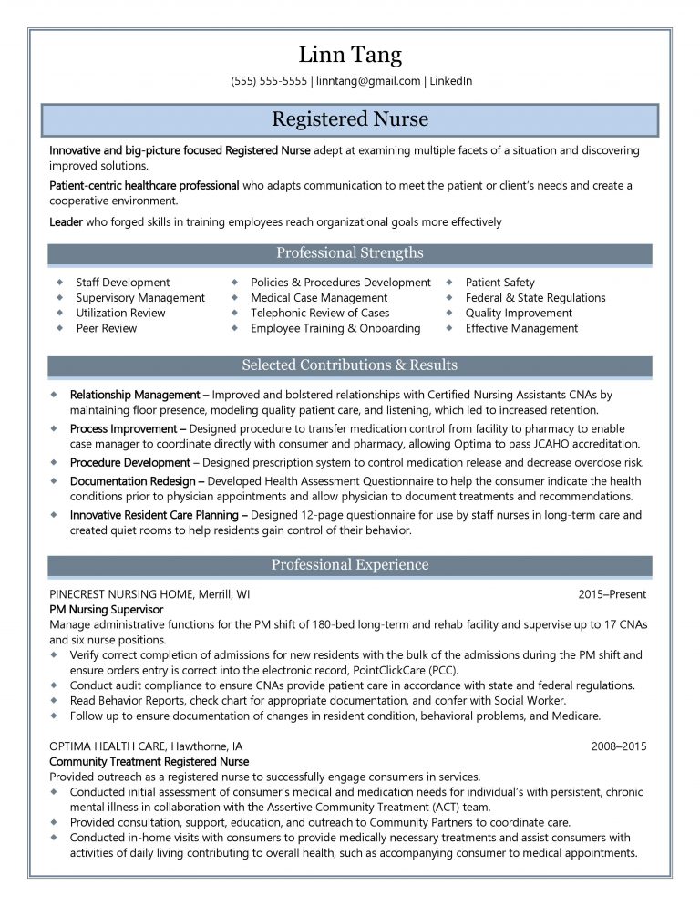 Professional Resume Examples - Professional Resume Examples Registered Nurse Resume Sample 1 768x994