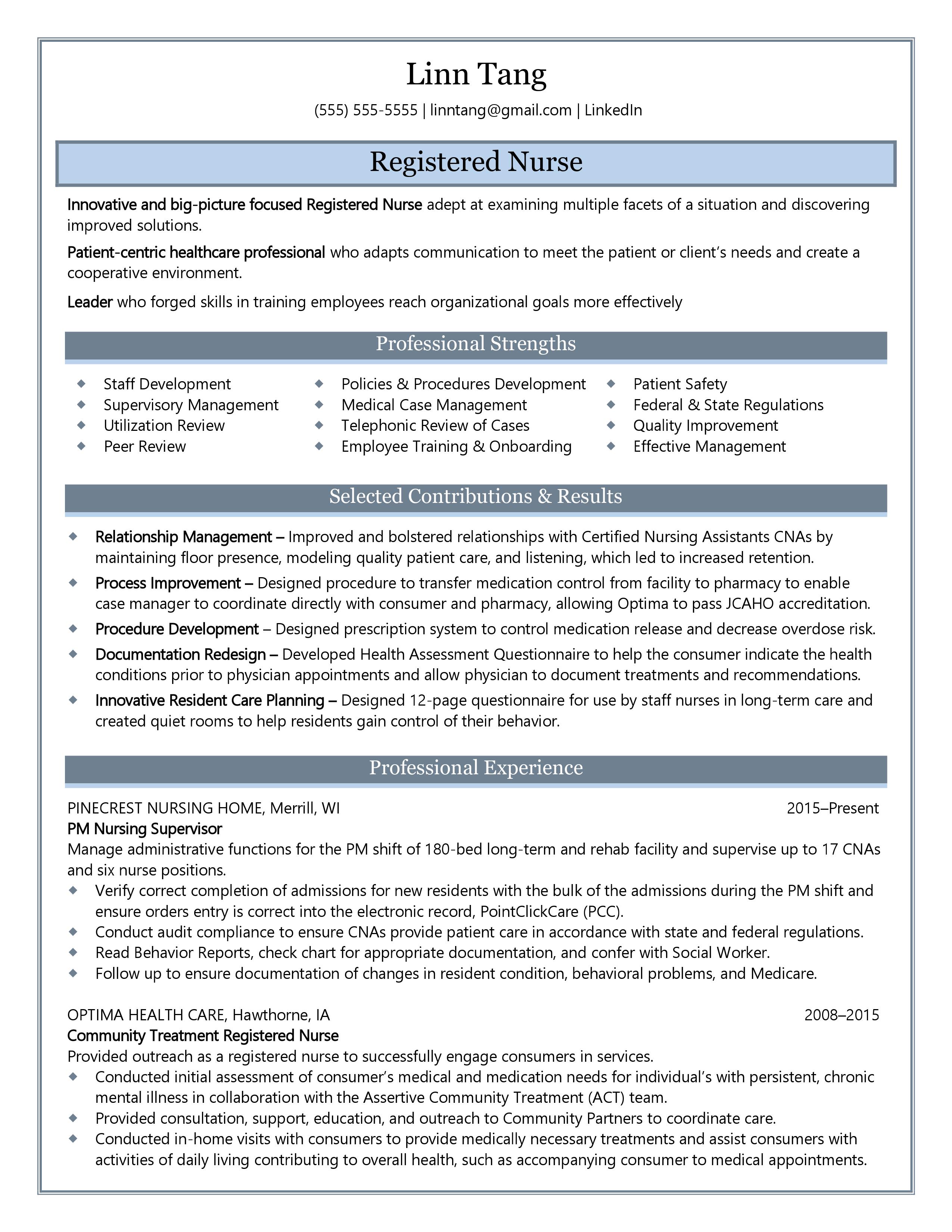 Professional Resume Examples Registered Nurse Resume Sample 1 professional resume examples|wikiresume.com