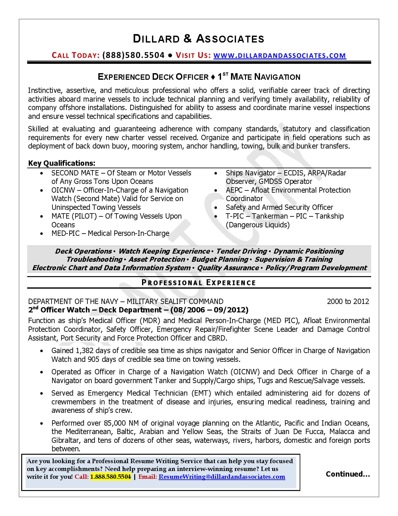 Professional Resume Writers Deck Officer Maritime Resume Sample Page 001 professional resume writers|wikiresume.com