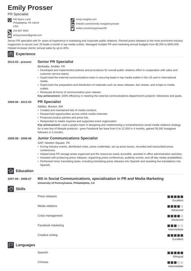 Public Relations Resume Public Relations Resume Sample Complete Guide