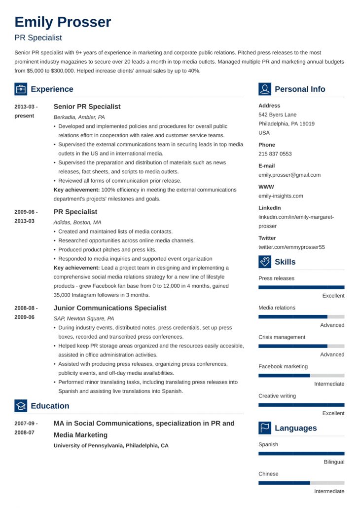 Important Details on Public Relations Resume - wikiresume.com