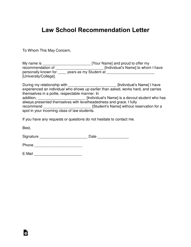 Recommendation Letter Template Free Law School Recommendation Letter Templates With Samples Pdf