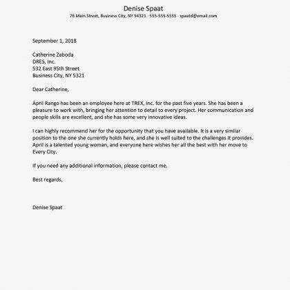 Recommendation Letter Template Professional Reference Letter Sample ...