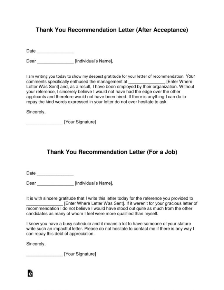 Recommendation Letter Template Thank You Recommendation Letter Template ...