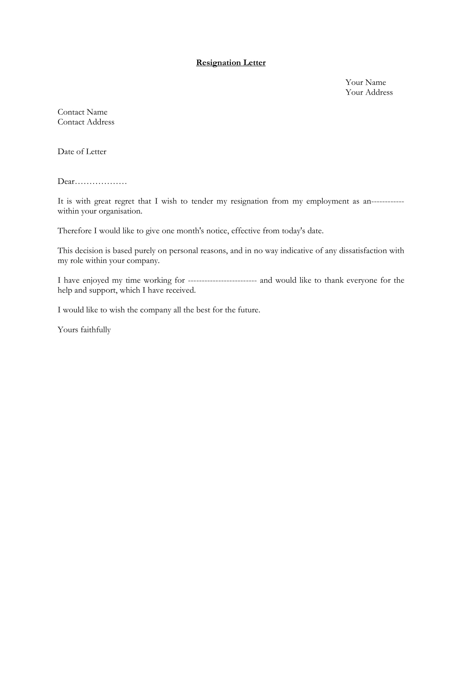 Resignation Letter Template 7 Manager Resignation Letter Examples Pdf Doc Examples