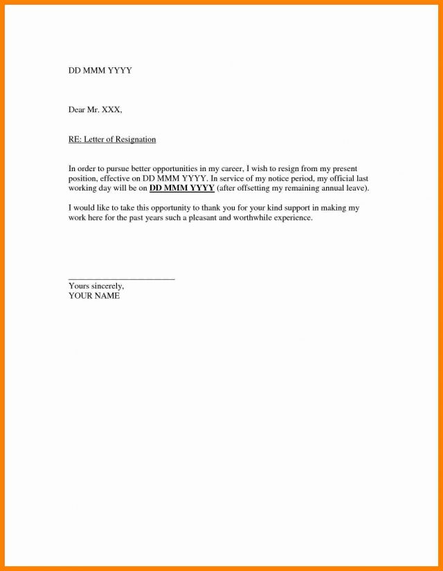 Resignation Letter Template 8 English Resignation Letter Template Penn ...