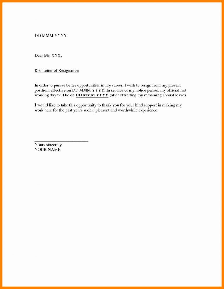 Resignation Letter Template 8 English Resignation Letter Template Penn ...