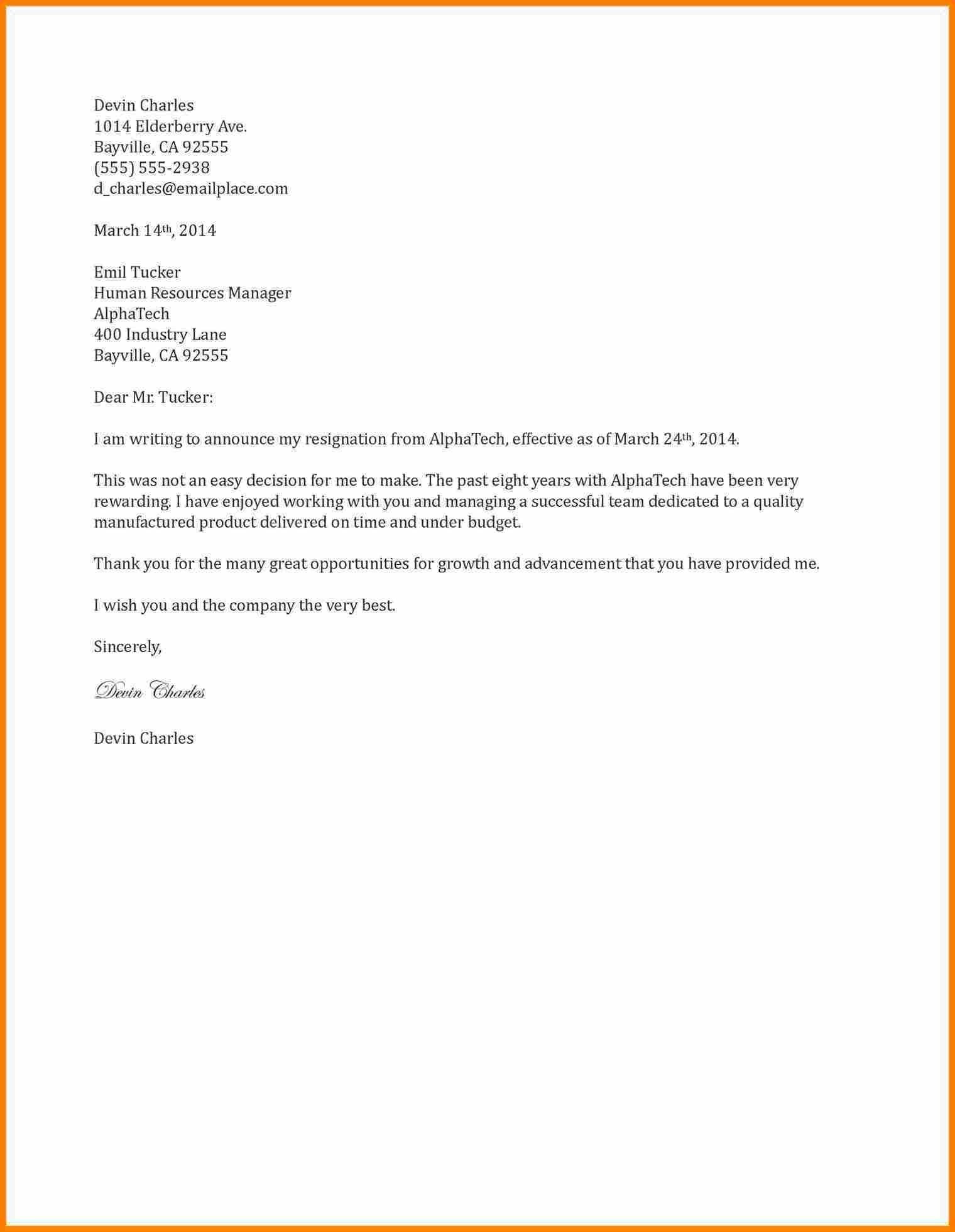 Resignation Letter Template Basic Resignation Letter Samples Elegant Formal Resignation Letter