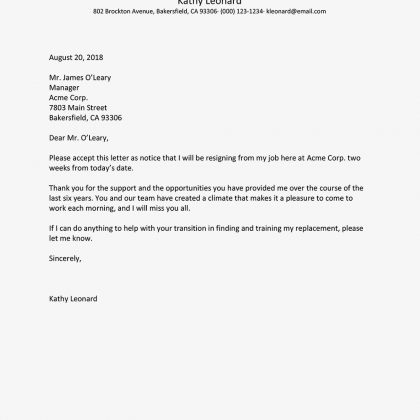 Leave You Job with Outstanding Resignation Letter Template - wikiresume.com