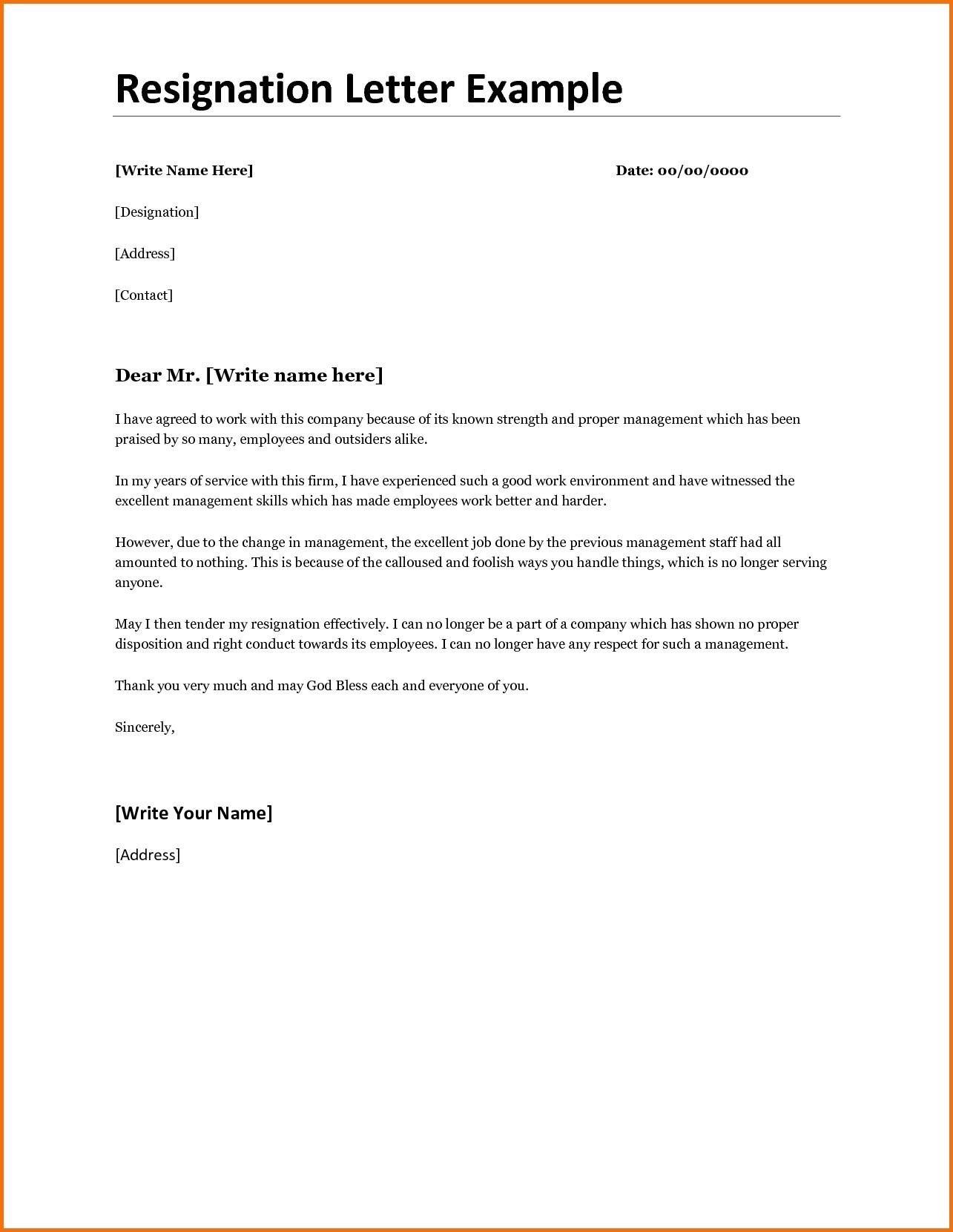Resignation Letter Template Example Of Resigning Letters Macopalmexco