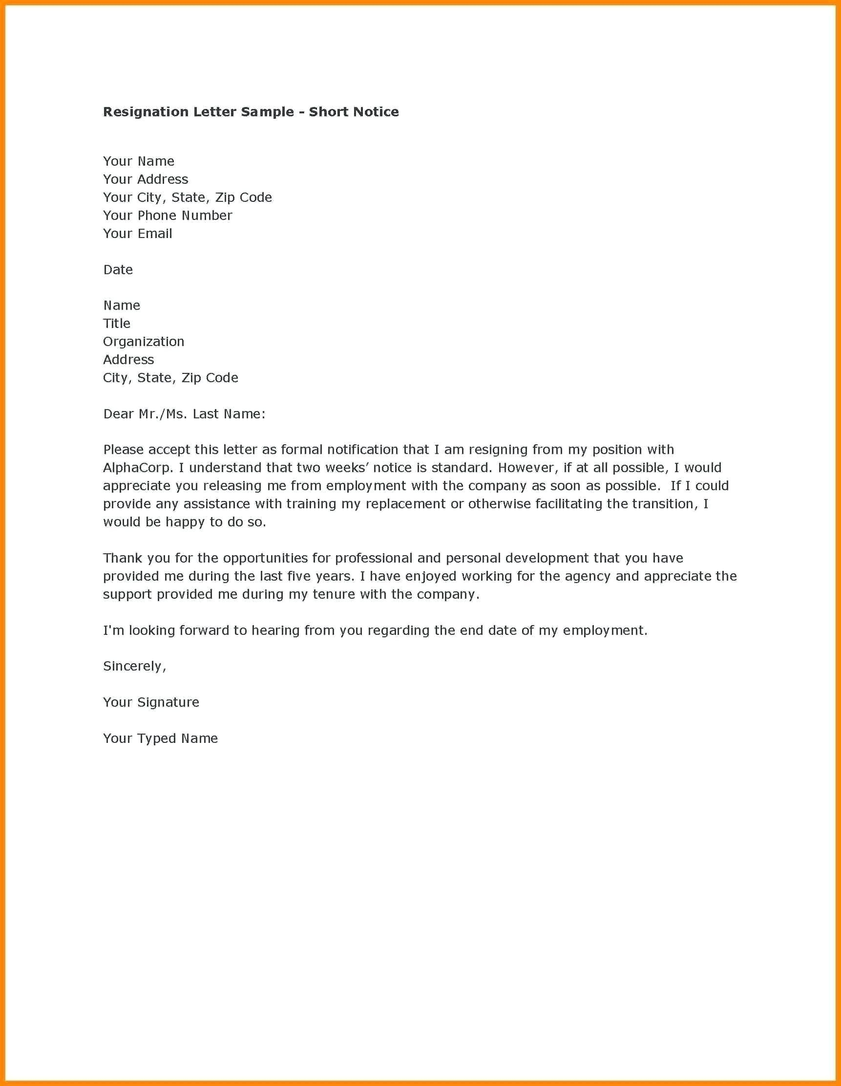 Resignation Letter Template Resign Letter Template Download Valid Resignation Letter Template