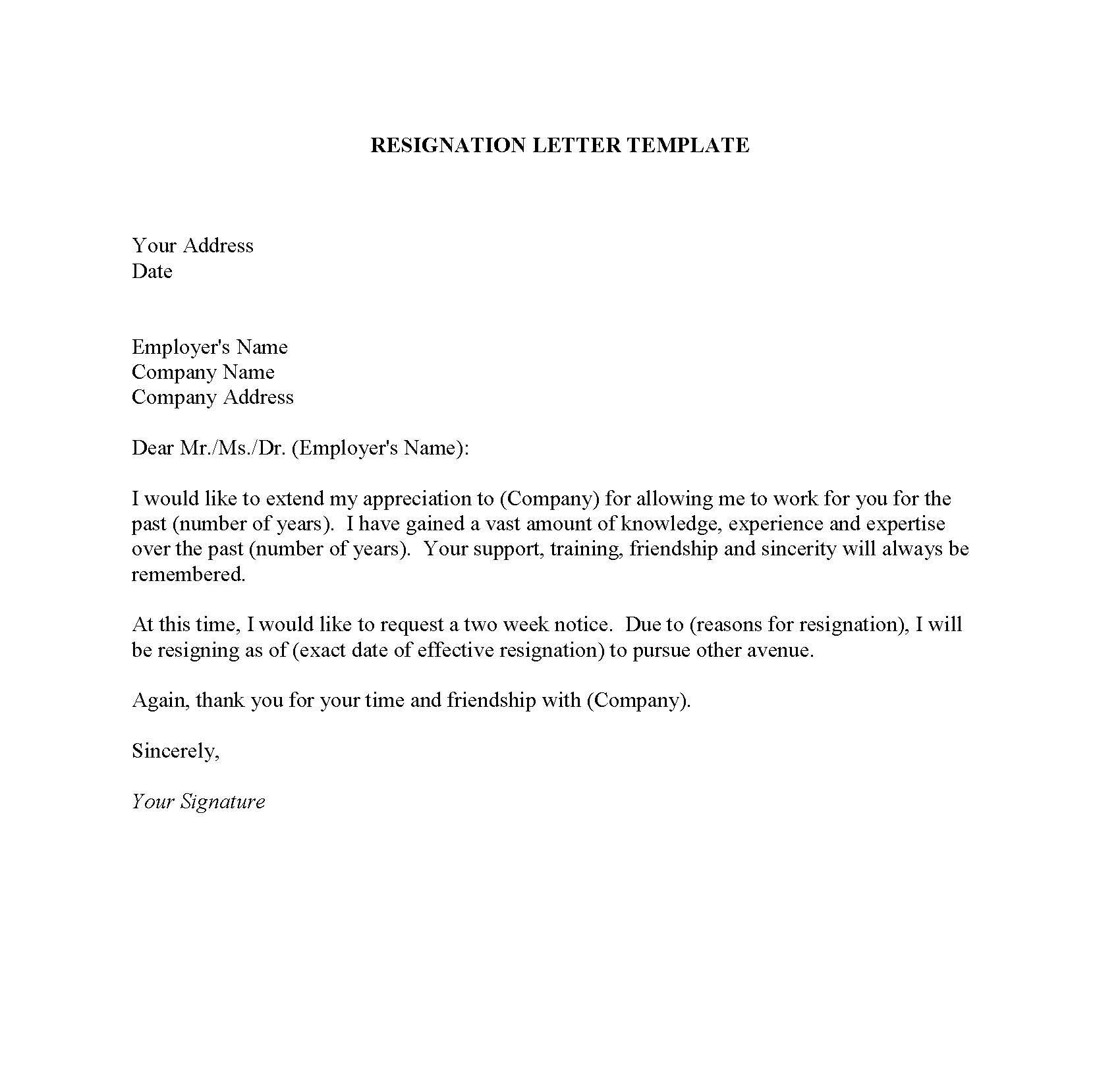Resignation Letter Template Resignation Letter Samples Download Pdf Doc Format