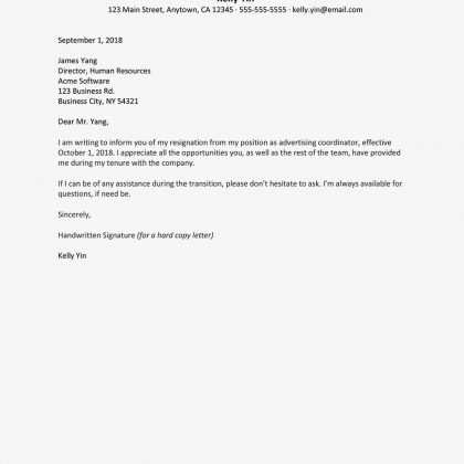 Leave You Job with Outstanding Resignation Letter Template - wikiresume.com