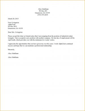 Resignation Letter Template Sample Resignation Letter Format Downlo For Resignation Letter