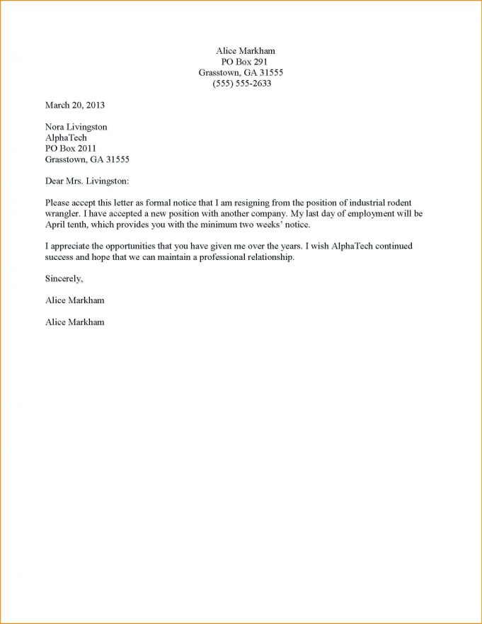 Leave You Job with Outstanding Resignation Letter Template - wikiresume.com